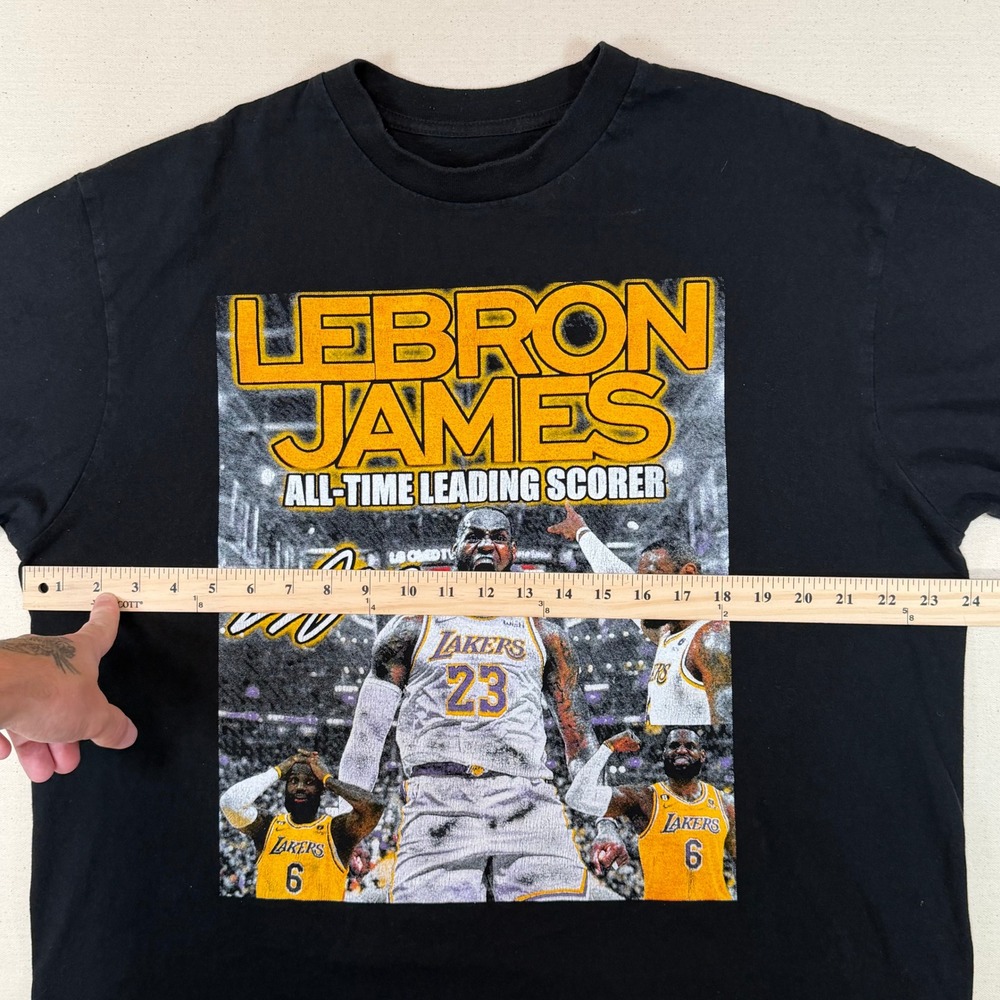 LeBron James All-Time Leading Scorer Lakers Black Graphic T-Shirt Mens XL - Picture 5 of 7